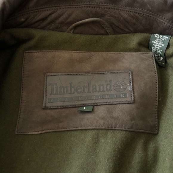 Men’s TIMBERLAND Classic Leather Jacket Waterproof Brown Large - Picture 4 of 11